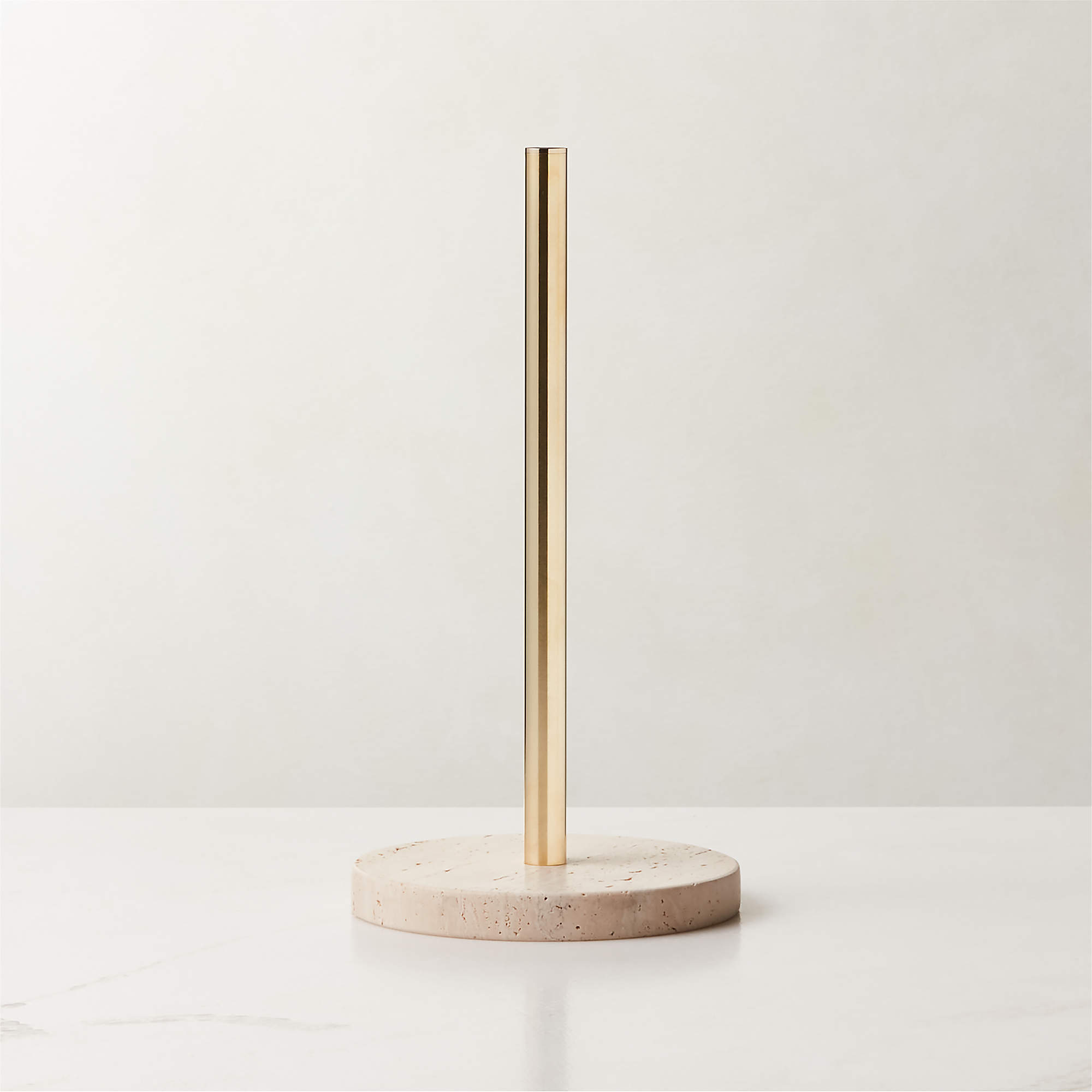Toyon Travertine and Brass Paper Towel Holder CB2