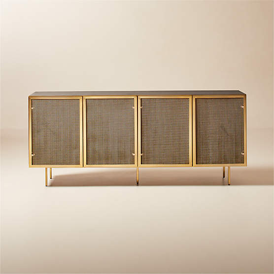 Trace 71" Brass Wire Mesh Credenza