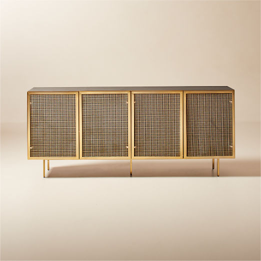 Trace 71" Brass Wire Mesh Credenza