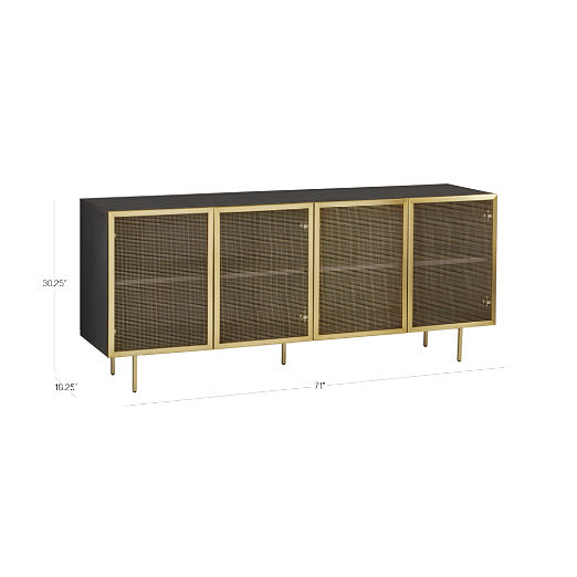 Trace 71" Brass Wire Mesh Credenza