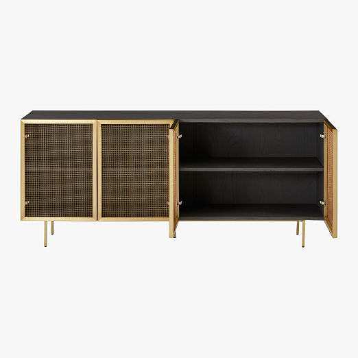 Trace 71" Brass Wire Mesh Credenza