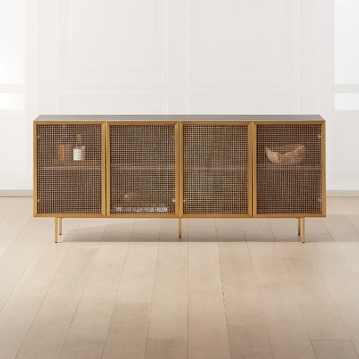 Trace 71" Brass Wire Mesh Credenza