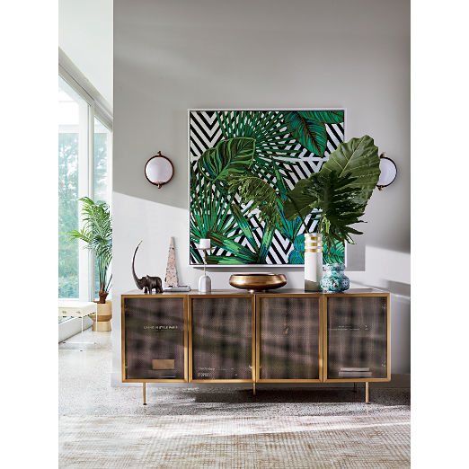 Trace 71" Brass Wire Mesh Credenza