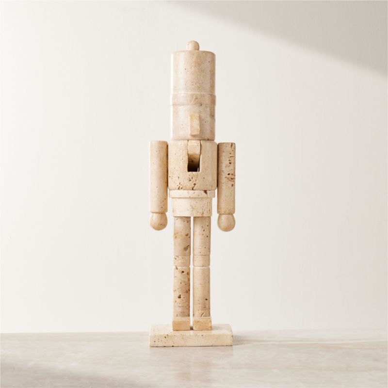 Beige Travertine Christmas Nutcracker 17" - image 0 of 3