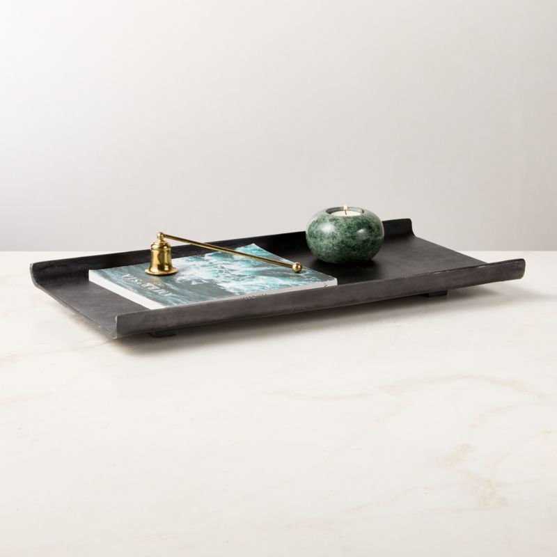 View Trent Blackened Bronze Cast Aluminum Tray details