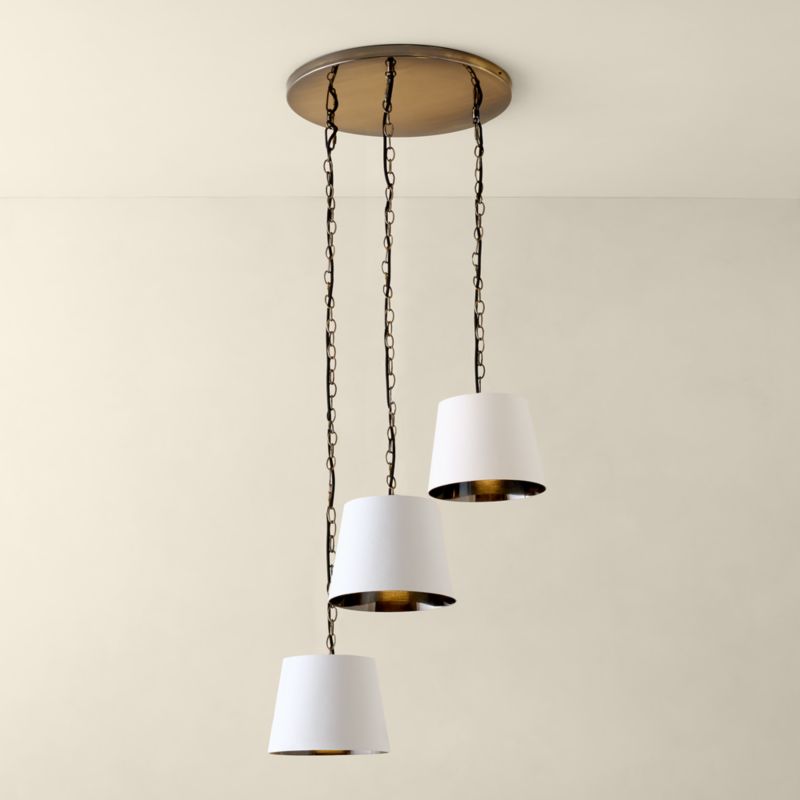 Trey 3-Light White Leather Pendant Light - image 5 of 7