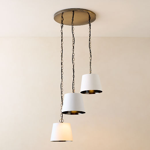 Trey 3-Light White Leather Pendant Light