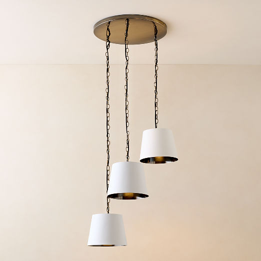 Trey 3-Light White Leather Pendant Light
