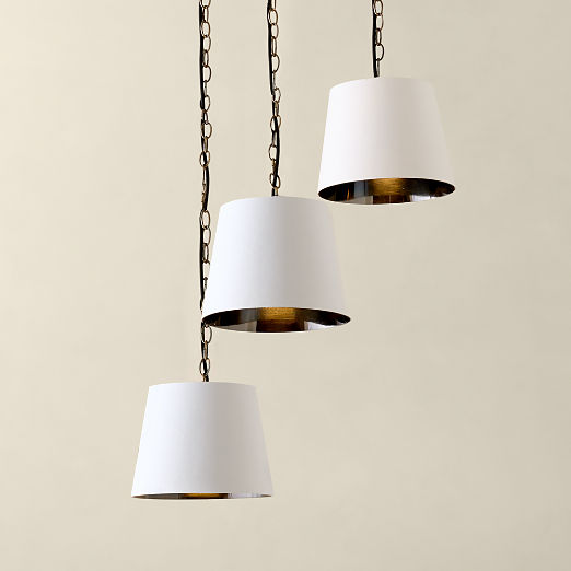 Trey 3-Light White Leather Pendant Light