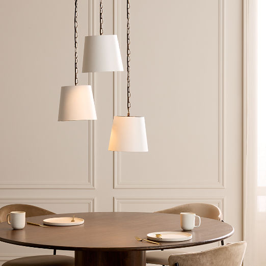 Trey 3-Light White Leather Pendant Light