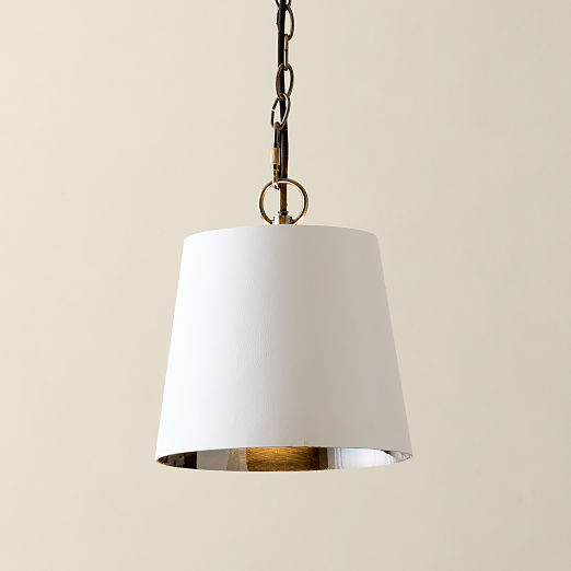 Trey White Leather Pendant Light