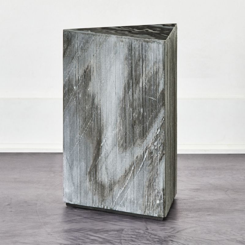 Tri Textured Grey Marble Side Table Reviews Cb2