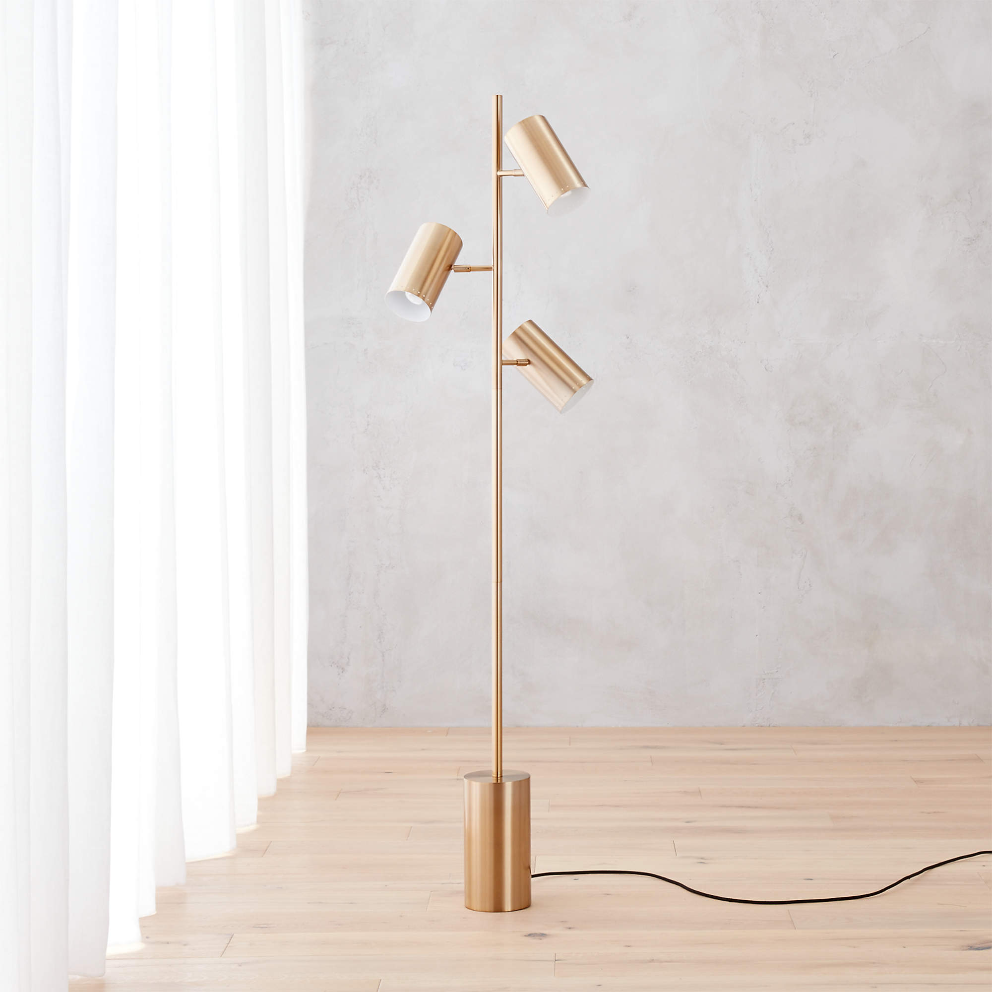 Trio Gold Floor Lamp + Reviews CB2