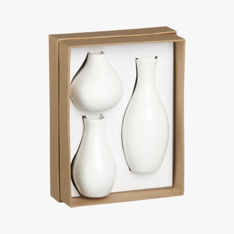 Trio Modern White Porcelain Bud Vase Set of 3 + Reviews | CB2