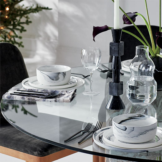 Swirl Black and White Dinnerware Set