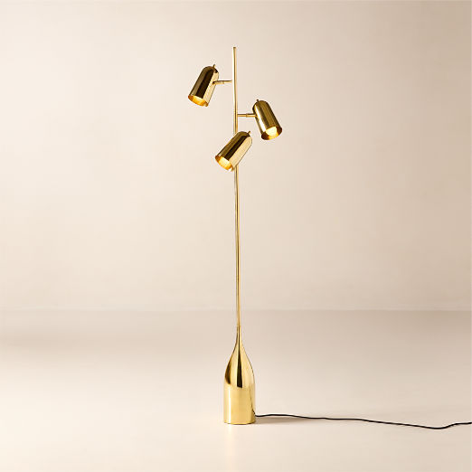 Triton Articulating Unlacquered Brass Floor Lamp