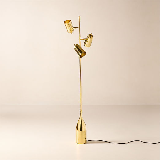 Triton Articulating Unlacquered Brass Floor Lamp