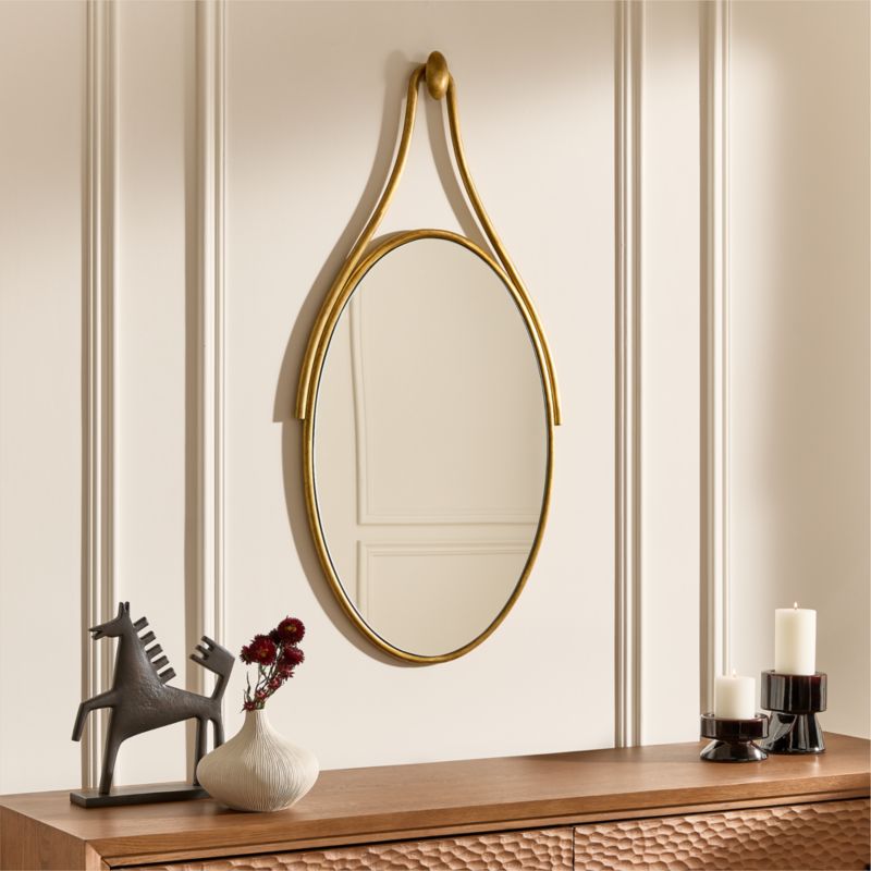 Tropea Brass Oval Wall Mirror 22"x46" - image 1 of 6
