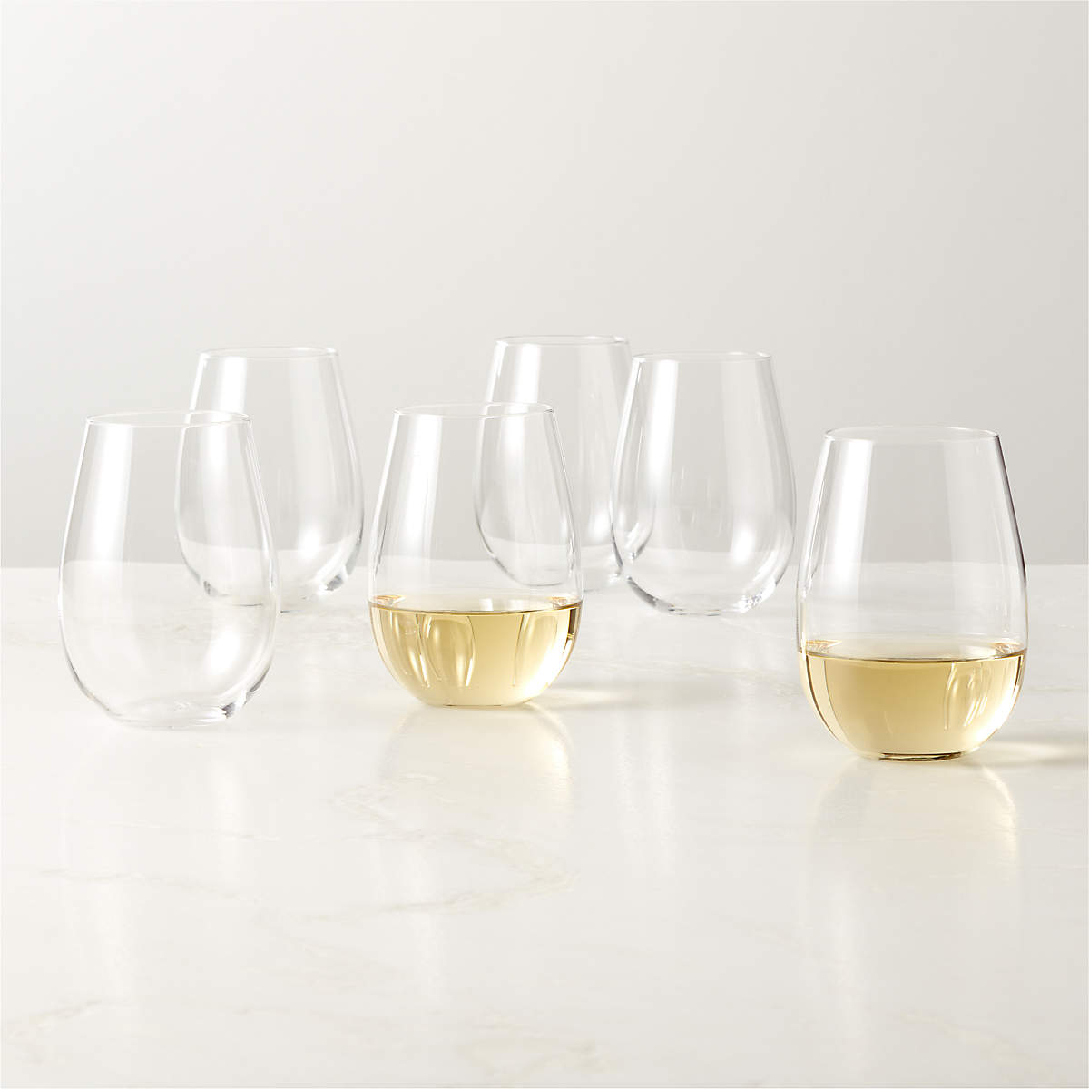 True Modern Stemless Wine Glass Set of 6 + Reviews | CB2