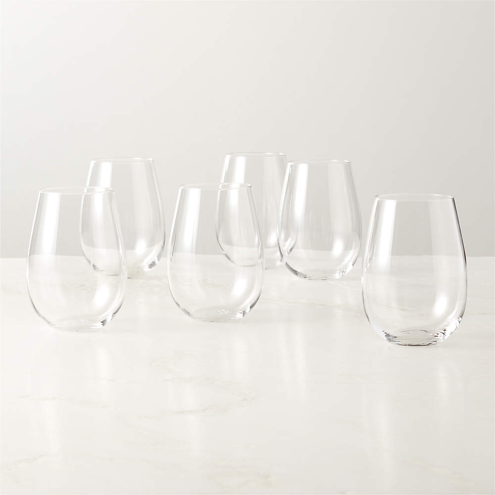 Modern Tilted Silver Stemless Wine Glasses, Set of 4