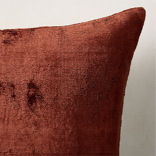 Truette Dark Red Turkish Silk Throw Pillow with Down-Alternative Insert 23"x23"