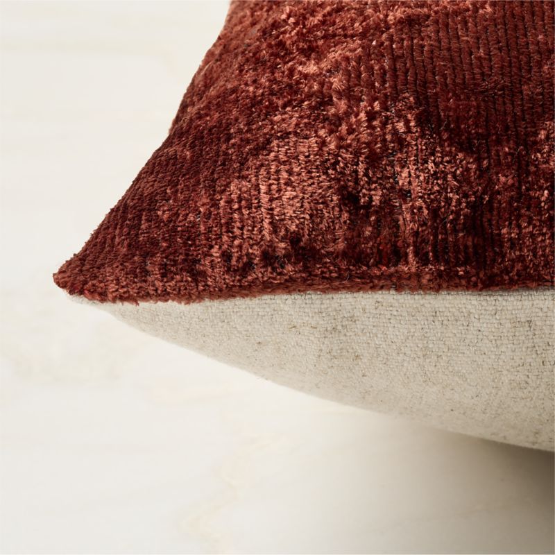Truette Dark Red Turkish Silk Throw Pillow with Down-Alternative Insert 23"x23" - image 3 of 5