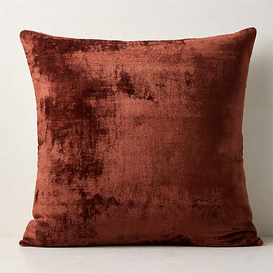 Truette Dark Red Turkish Silk Throw Pillow with Down-Alternative Insert 23"x23"