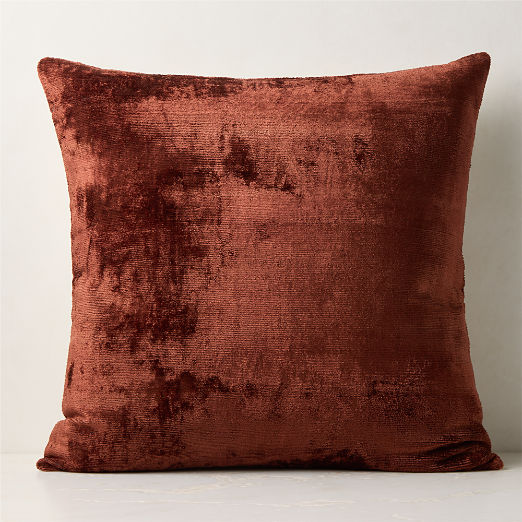 Truette Dark Red Turkish Silk Throw Pillow with Down-Alternative Insert 23"x23"