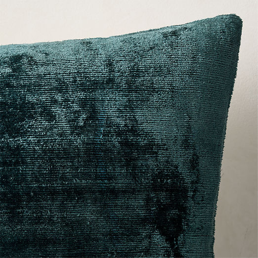Truette Faded Teal Turkish Silk Throw Pillow with Down-Alternative Insert 23"x23"