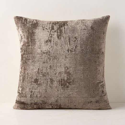 Truette Pewter Turkish Silk Throw Pillow with Down-Alternative Insert 20"x20"
