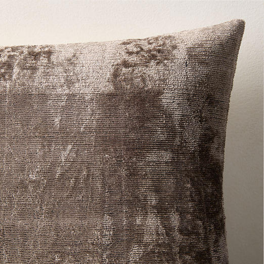 Truette Pewter Turkish Silk Lumbar Pillow With Feather-Down Insert 22"x15"