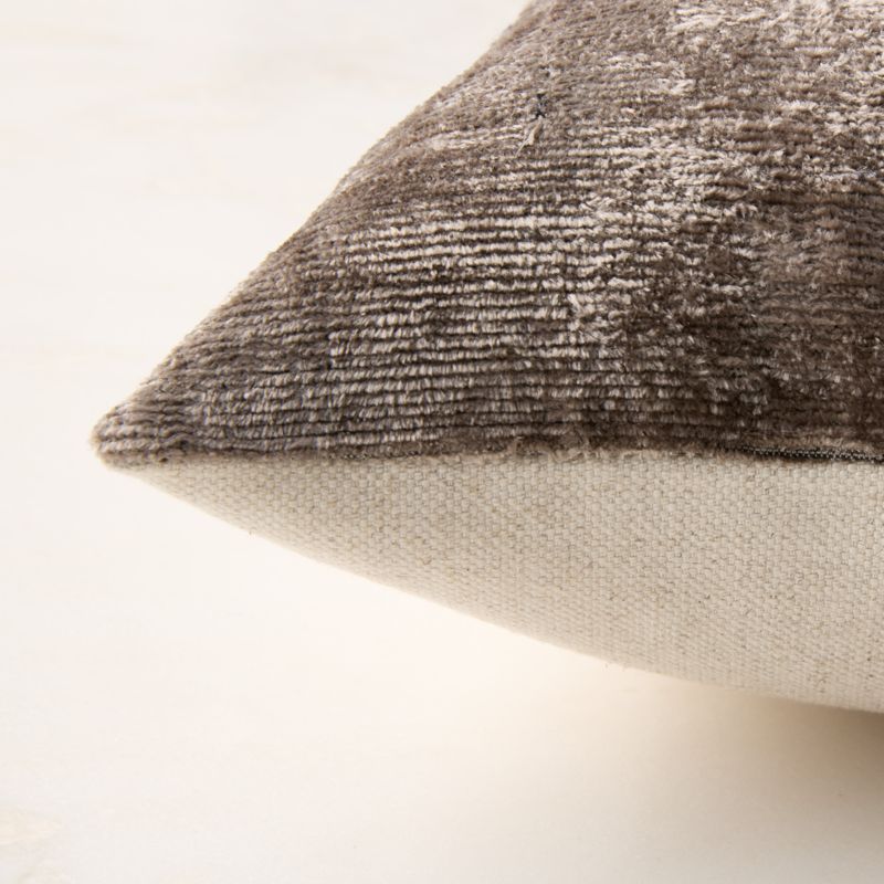Truette Pewter Turkish Silk Lumbar Pillow With Down-Alternative Insert 22"x15" - image 3 of 5
