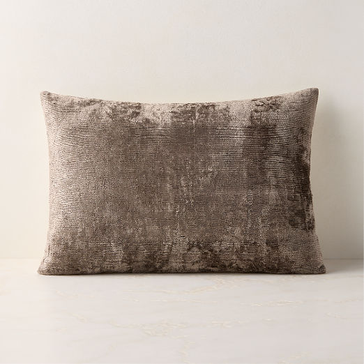 Truette Pewter Turkish Silk Lumbar Pillow 22"x15"