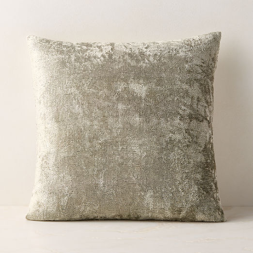 Truette Sage Green Turkish Silk Throw Pillow with Down-Alternative Insert 20"x20"