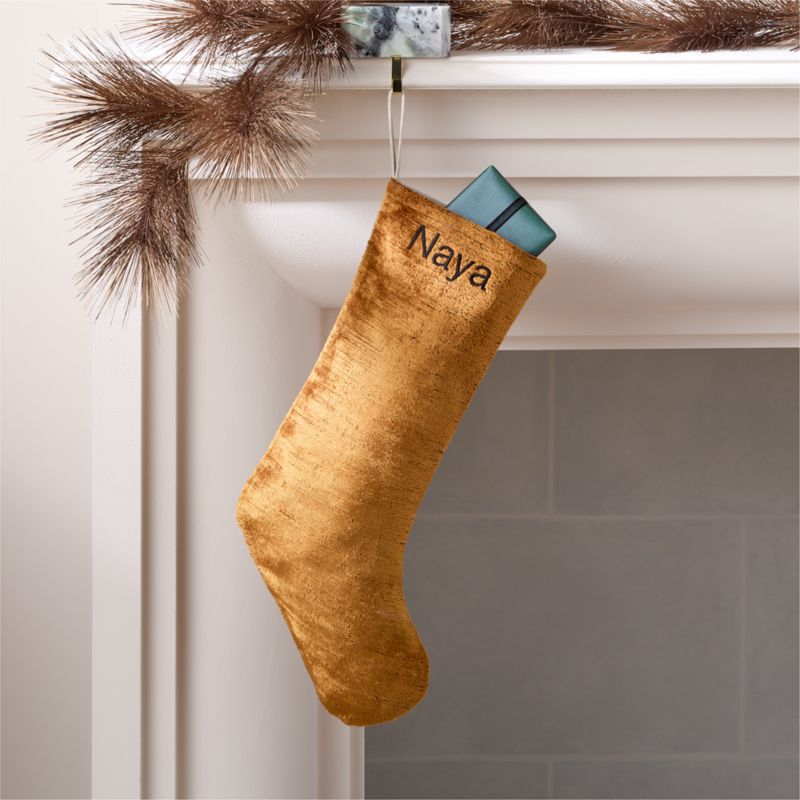 Viewing product image Truette Tapenade Yellow Turkish Silk Christmas Stocking - image 1 of 6