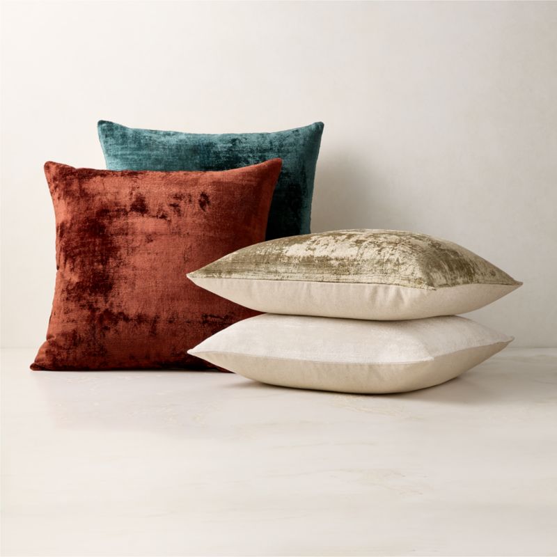 Truette Dark Red Turkish Silk Throw Pillow with Down-Alternative Insert 23"x23" - image 4 of 5