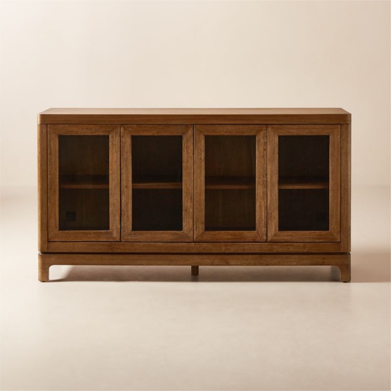 Truman 64" Acacia Wood and Glass Door Credenza - image 0 of 10