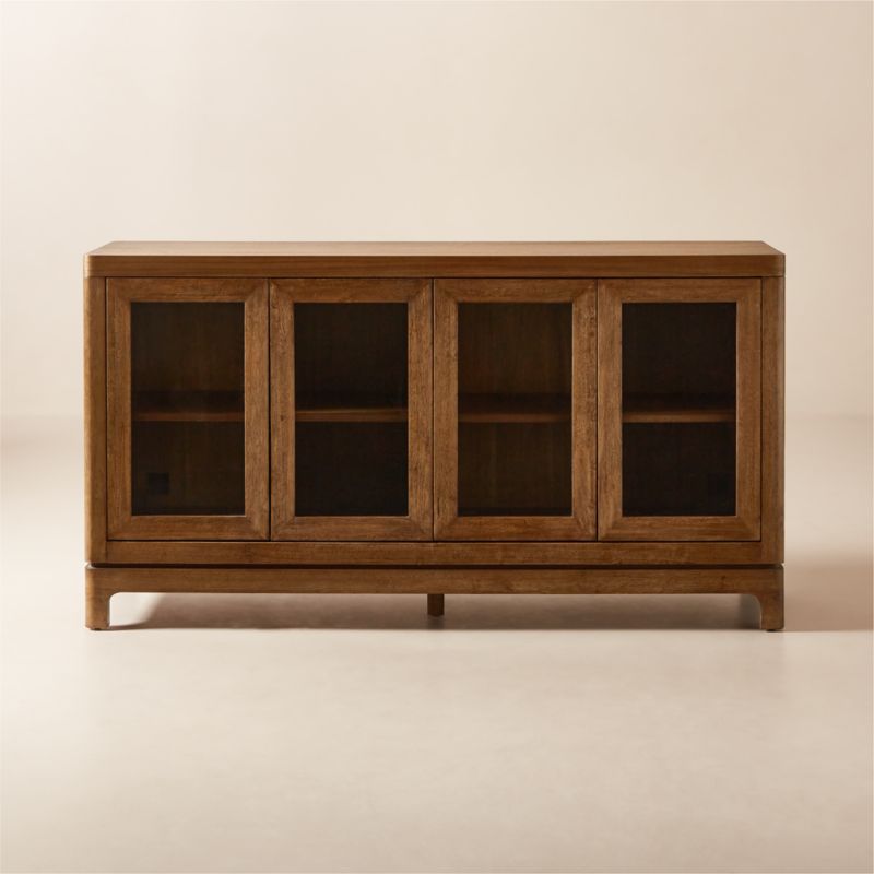 View Truman 64" Acacia Wood and Glass Door Credenza details