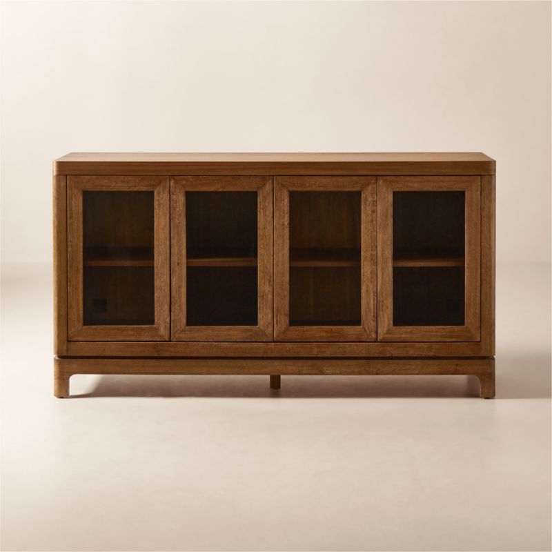View Truman 64" Acacia Wood and Glass Door Credenza details