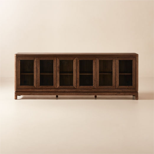 Truman 93" Acacia Color and Glass Door Credenza