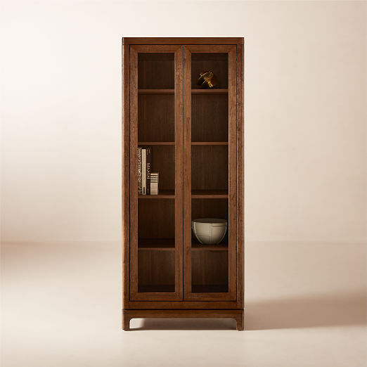 Truman Acacia Wood and Glass Door Tall Cabinet