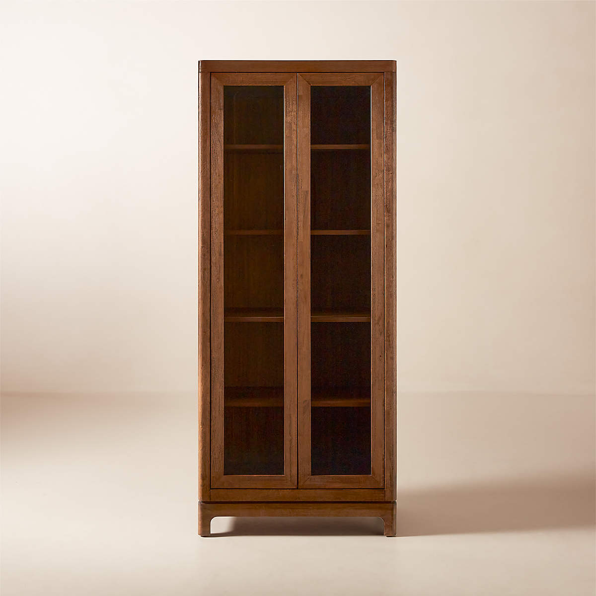 Truman Acacia Wood and Glass Door Tall Cabinet | CB2 Canada