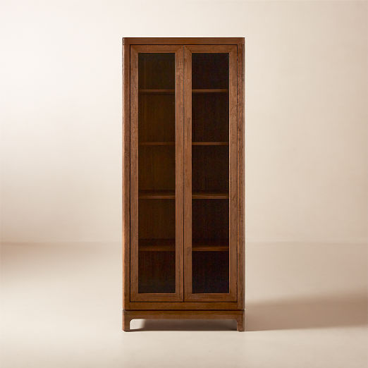 Truman Acacia Wood and Glass Door Tall Cabinet