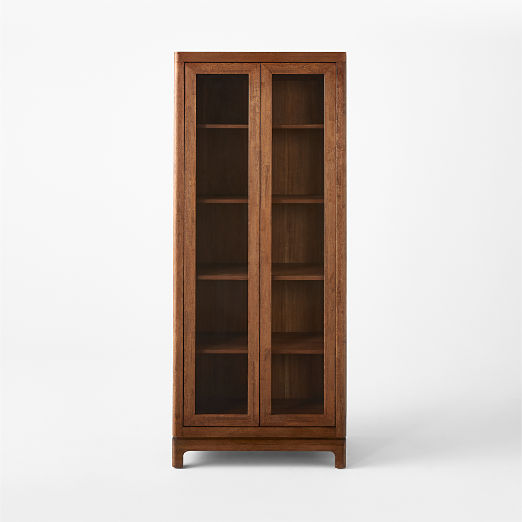 Truman Acacia Wood and Glass Door Tall Cabinet