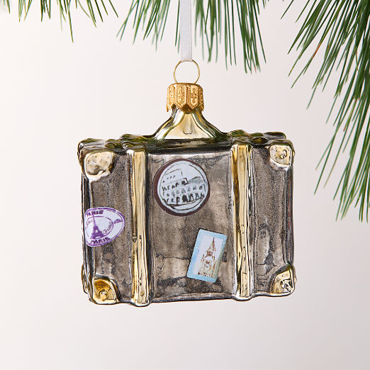 Handblown Suitcase Glass Christmas Tree Ornament