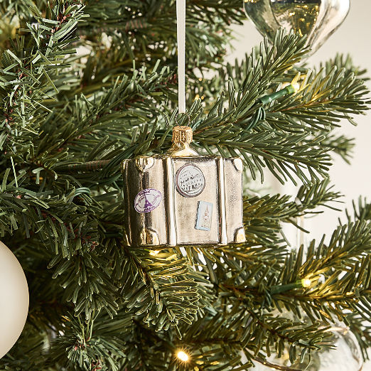 Handblown Suitcase Glass Christmas Tree Ornament