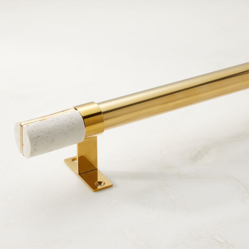 Brax Polished Brass Curtain Rod with Travertine Finial 28''-48''x1.25 ...