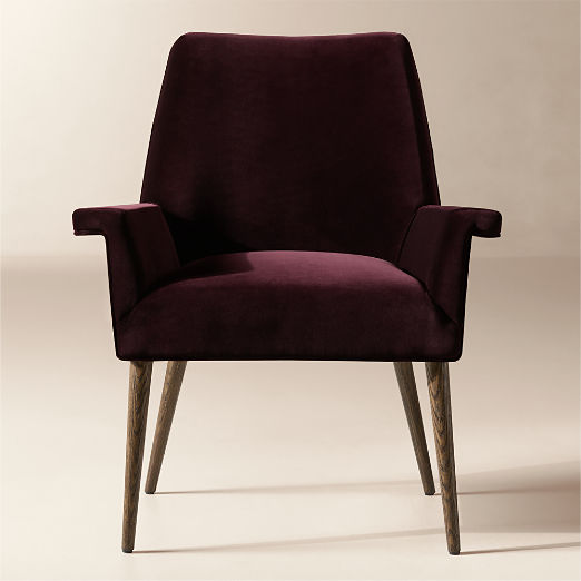 Tub Aubergine Velvet Dining Chair by Paul McCobb