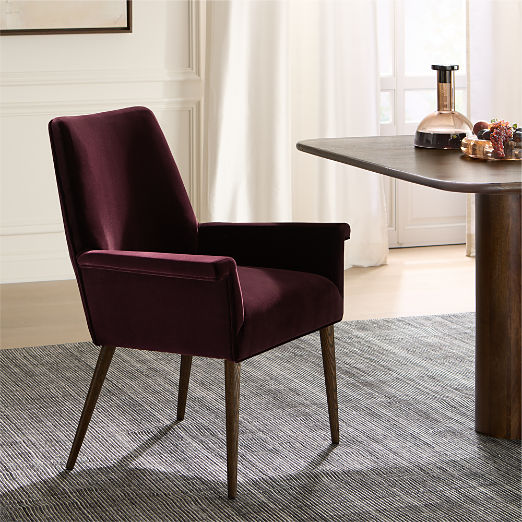 Tub Aubergine Velvet Dining Chair by Paul McCobb