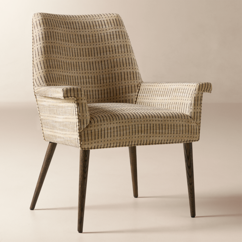 Tub Natural and Black Woven Upholstered Dining Chair by Paul McCobb - image 2 of 8